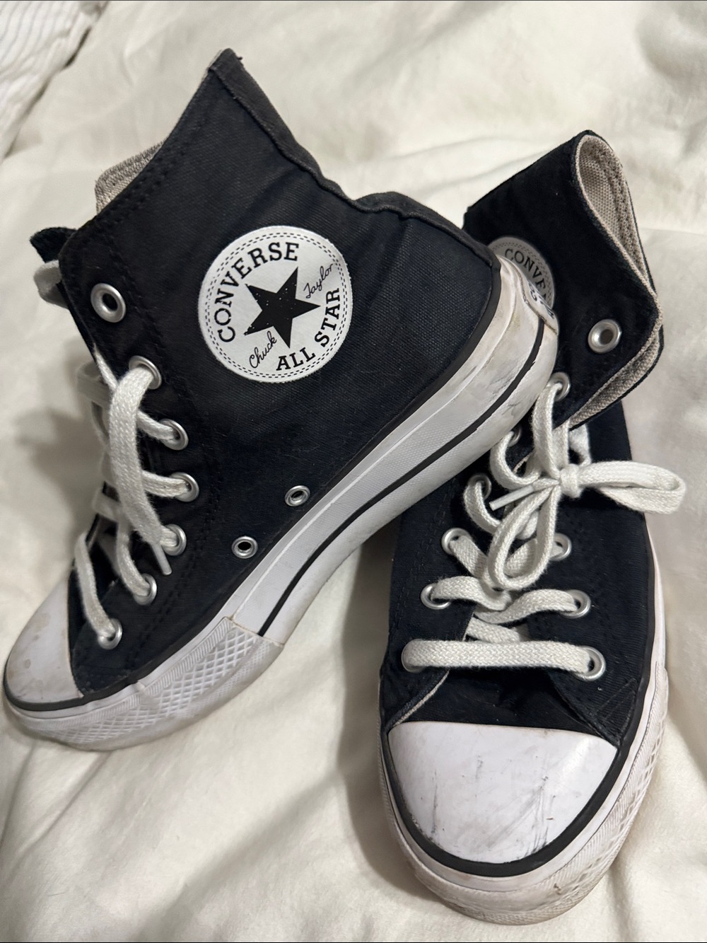 Converse Black High-Top Canvas Sneakers with White Accents - Women